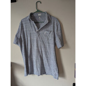 Men's johnnie-O Blue & White Striped Polo Shirt Size L